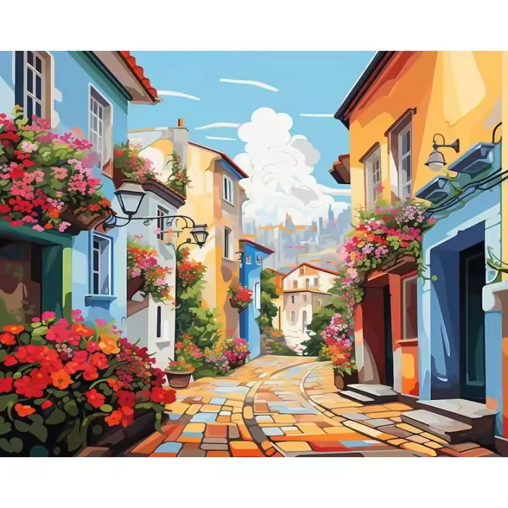 Kit de Pintura por Números RUOPOTY Paisaje Urbano Moderno Tela de Poliéster Regalo Artesanal Único - 1