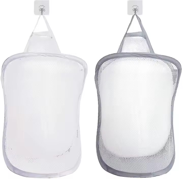 Cesta de lavandería de malla de 2 piezas, bolsa de lavandería colgante plegable - 1