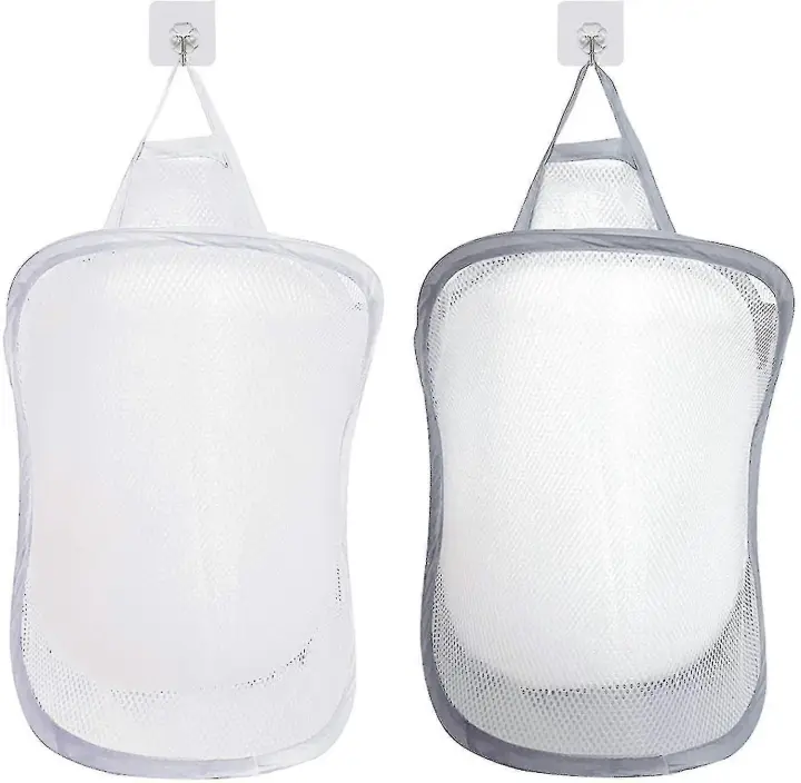 Cesta de lavandería de malla de 2 piezas, bolsa de lavandería colgante plegable - 1