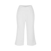 2024 primavera y verano mujeres elástico cintura alta 3/4 pantalón sólido Casual ajuste activo pantalones de pierna Capris anchos pantalones con bolsillos - details 16