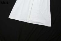 Kliou Halter fruncido mujeres Maxi vestido clásico sólido cuello bajo espalda descubierta elegante Simple bata femenina High Street Vestidos de vacaciones - details 7