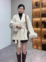 Chaqueta de Abrigo de Lana Doble Cara de Alta Gama Mango de Piel de Zorro Desmontable - details 14
