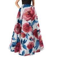 Falda Bohemia Floral aline para mujer, maxifalda larga con bolsillo para playa, vestido de fiesta de cintura alta, swing grande, Verano - details 2
