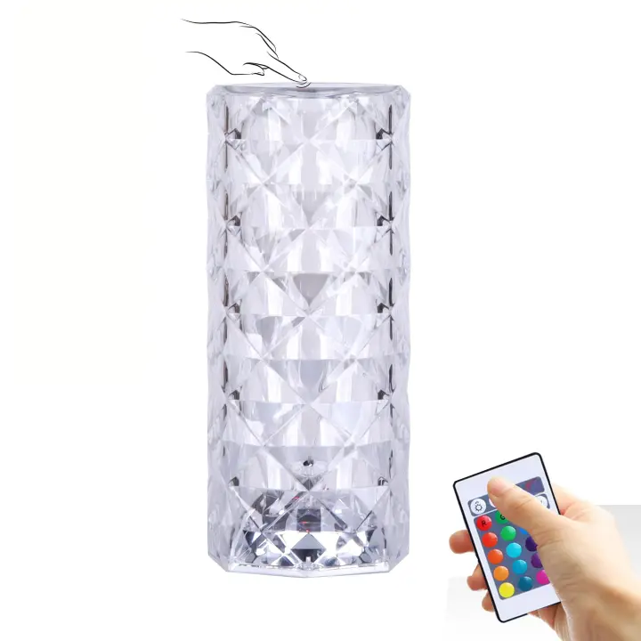 Crystal Lamp Touch Control Table Rose Light with 16 Colors RGB Night Light LED Rose Diamond Touch Lamp for Bedroom Birthday Gift - 1