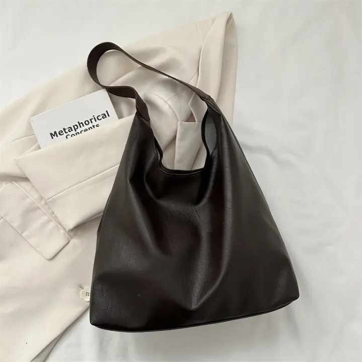 Vintage de gran capacidad versátil Ins versión coreana textura de desplazamiento bolso de hombro único para mujeres 2023 otoño e invierno nuevo bolso de mano - 1