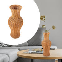 Soporte de arreglo de flores rústico, florero de suelo de mimbre de imitación grande, decorativo - details 1