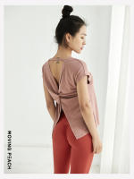 Camiseta deportiva de manga corta para mujer, Top de Fitness, ropa deportiva para Yoga, FTM, Moving Peach - details 3