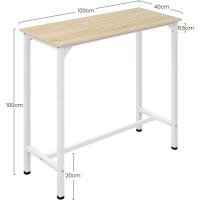 Conjunto de Mesa de Bar y Taburete Estructura de Metal y Roble Claro + Blanco 100x40x100 cm - details 2