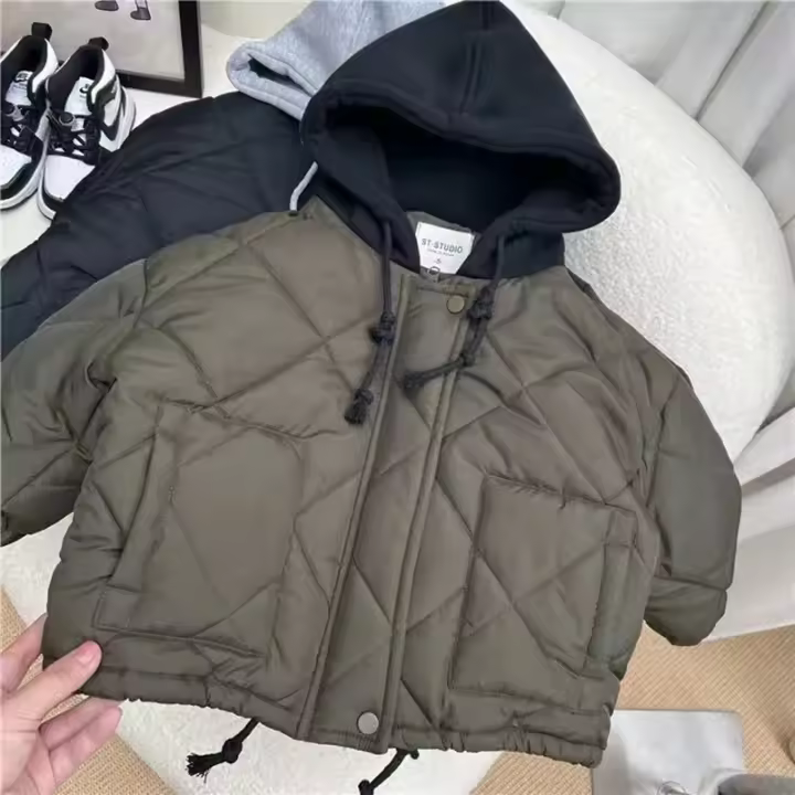 Cortavientos informal con capucha para hombre, Chaqueta de algodón holgada elegante y a la moda coreana para otoño e invierno, combinada con todo para - 1
