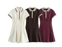 Ropa de mujer europeas y americanas vestido plisado ancho acanalado de colores contrastantes - details 13