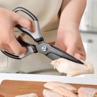Tijeras de Cocina Estilo Japonés Ultra-Afiladas Tijeras de Acero Inoxidable de Triple Aguja para Cortar Huesos y Verduras Fácilmente Mango de Goma Suave TPR Ergonómico - details 1