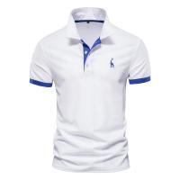 Polo popular bordado de ciervos para hombres Camiseta de manga corta con cuello de solapa de malla para hombres - details 3