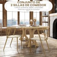 Pack de 2 Sillas de Comedor con Asiento de Cuerda de Papel Sillas de Cocina Apilables Estilo Moderno Carga 120 kg 51x51x71 cm Roble y Crema - details 3