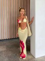 Túnica de Falda para Playa 2025 Cubierta de Bikini con Estampado de Hojas Largas - details 0