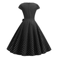 Women summer vintage 1950s 60s big swing party polka dot dress - details 67