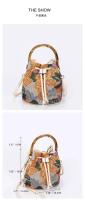 Moda Lentejuelas Bordado Cubo Baboom Handle Bolsos de mujer Flor Paja Hombro Crossbody Bolsos Sumer Beach Tote Bag Mochila de lujo de alta gama - details 8