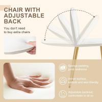 Tocador de Maquillaje con Espejo y Luz LED Iluminación Ajustable Conjunto de Mesa Tocador con Silla Terciopelo Blanco + Dorado - details 24