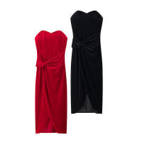 OUWU- Topenomi Moda Francesa Sin Tirantes Vendaje Vestidos De Fiesta Mujeres Diseño Sexy Cintura Ajustada Vestido De Noche Irregular Primavera Verano - details 1