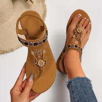 Sandalias informales transpirables planas para mujer, versátiles, a la moda, con cuentas, estilo étnico, de talla grande, novedad de verano - details 5