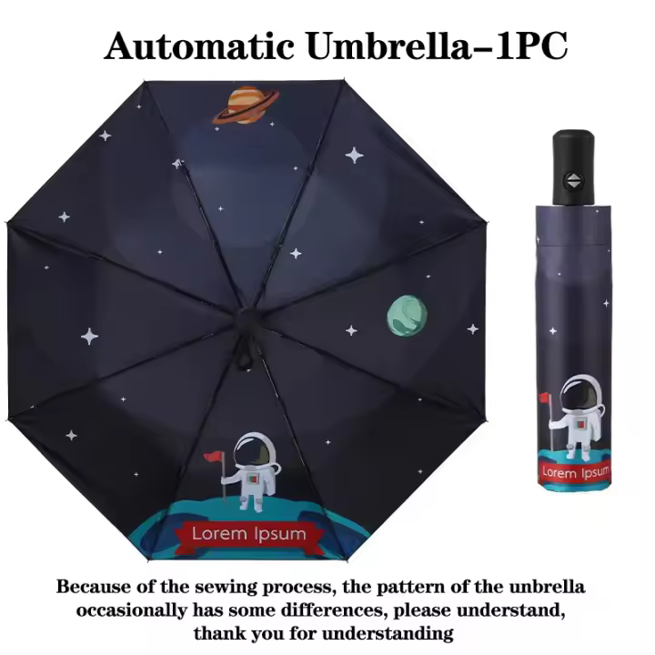 Paraguas plegables astronautas espaciales, paraguas cortavientos, automático, para adultos, estudiantes y niños - 1