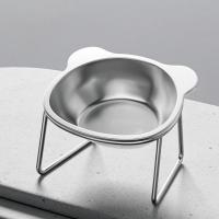 Cuenco de acero inoxidable inclinado de 15 grados para gatos, cuenco de agua elevado antivuelco desmontable, protección del cuello antivuelco - details 4