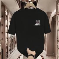 Camiseta Oversize de Algodón Retro Estampado Geométrico, Borde Asimétrico, Unisex - details 4