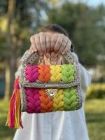 Bolsos de mano tejidos a mano para mujer, bolsos coloridos, bolsos cruzados con cadena, a la moda - details 3