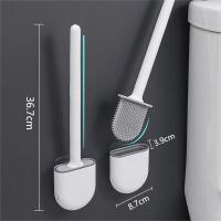 Escobillas Silicona, Cepillo de Baño y Soportes, Escobilla WC Cabeza Plana De Limpieza Profunda,Accesorios BañO Negro - details 1