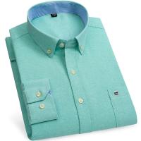Camisas de algodón Oxford a cuadros informales y versátiles para hombre, con un solo bolsillo, manga larga, ajuste estándar, con botones, a rayas de guingán, 7XL, 6XL - details 21