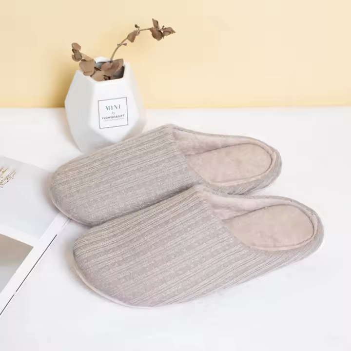 Zapatillas de algodón para hombre y mujer, zapatillas silenciosas antideslizantes con suela de madera - 1