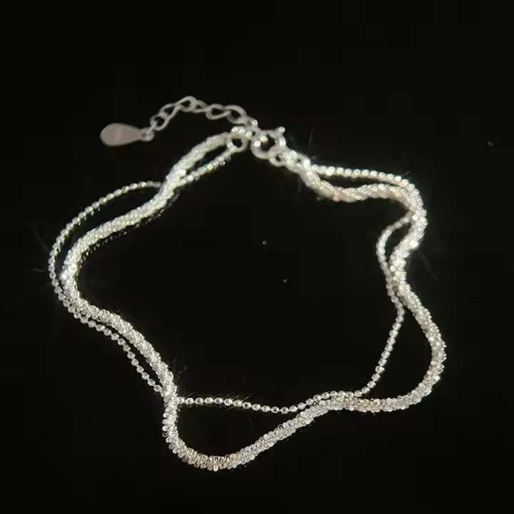 Pulsera de Plata Pura Qianjia con Doble Capa Estilo Coreano a la Moda para Mujeres - 1