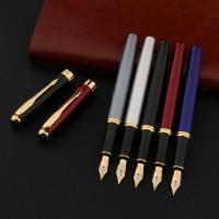 Pluma estilográfica de Metal 388 de alta calidad, papelería negra dorada para estudiantes, suministros escolares de oficina, bolígrafos de tinta de regalo - details 0