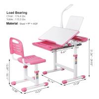 Escritorio para niños y estudiantes, mesa ergonómica y juego de descongelación, con cajón, soporte de lectura, lámpara LED regulable, altura ajustable - details 15