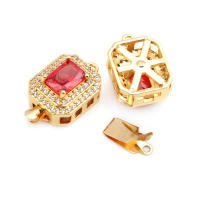 2 juegos de collares de rombos de latón y circonita de Color dorado de 18K, cierres de conexión, accesorios de suministros para fabricación de joyas de alta calidad - details 2
