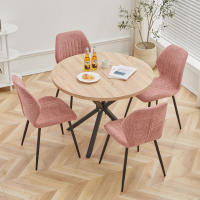 Mesa redonda nórdica de madera maciza con tapa de madera y marco de acero, mesas de centro, sala de estar, oficina, muebles para el hogar, 100CM - details 5