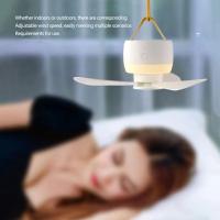 Ventiladores de techo portátiles con gancho para colgar, ventilador eléctrico LED silencioso inalámbrico, recargable por USB con luz nocturna, ventilador para tienda de campaña - details 7