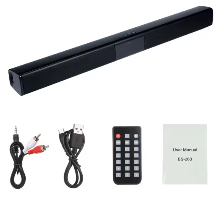 Barra de sonido Bluetooth para TV, altavoz inalámbrico con 4 bocinas, portátil, envolvente, para el hogar, para escuchar música, BS-28B - 1