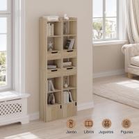 Estantería Alta de 6 Compartimentos 2 Cajones y 1 Armario con Puerta Blanco - details 13