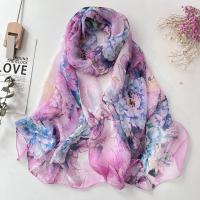 mujer bufanda de gasa Georgette loro Rosa Bandana protector solar playa verano Mantón largo 50*160CM - details 15