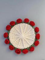 Kit de posavasos de ramo de rosas tejido a manodiyManteles individuales terminados - details 1