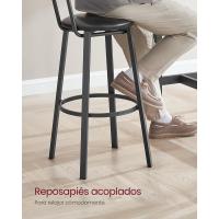Taburetes de Bar Juego de 2, Tapizados de PU, Taburete Alto con Reposapiés, Montaje Sencillo, Industrial para Cocina, Comedor Marrón Rústico y Negro - details 6