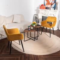 Juego de 2 Sillas de Comedor Vintage Retro Tapizadas en Gamuza con Reposabrazos y Patas Metálicas para Cocina/Salón - details 13