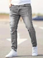 Jeans Casuales para Hombres Pantalones de Denim Elásticos Ajuste Cinturón Estrecho - details 4
