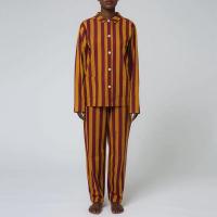 Conjunto de 2 piezas de blusa de manga para hombre y mujer, camisa y pantalones largos con estampado de rayas vintage, ropa de estar por casa - details 15