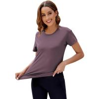 Camiseta deportiva de cuello redondo para mujer, camiseta de secado rápido de alta elasticidad, Tops deportivos informales para mujer 2025 - details 1