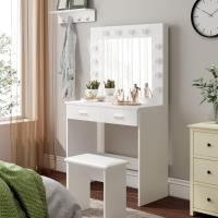 Maquillaje con Hollywood LED Espejo 2 Cajones Grans y Taburete 80x40x140cm (Gris) - details 16