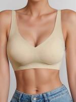 Sujetador sin aros sólido sin costuras, sujetador íntimo cómodo y transpirable, lencería y ropa interior para mujer - details 1