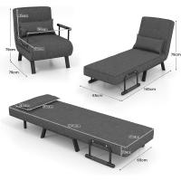 Sofá Cama Convertible Silla de Dormir Individual Tri-Fold con Respaldo Ajustable de 6 Posiciones, Cojín Desmontable y Asiento Tapizado Estructura Metálica Plegable (Azul) - details 11