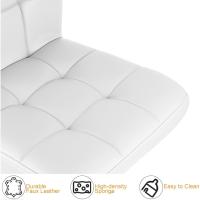 Taburete de Bar Juego de 2, Taburetes Altos de Cocina, Silla de Bar de Cuero Sintético Regulable en Altura con Respaldo y Reposapiés, Giratorio en 360 ° , para Cocina, Mostrador, Bar, Blanco - details 3