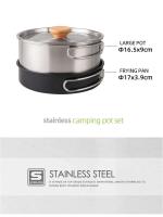Utensilios de cocina para acampar, juego de acero inoxidable para senderismo, villa de picnic portátil, olla, sartén, juego de hervidor de cocina al aire libre - details 3